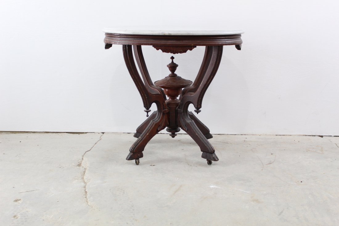 Victorian Oval Marble Top Stand Table (1 of 7)
