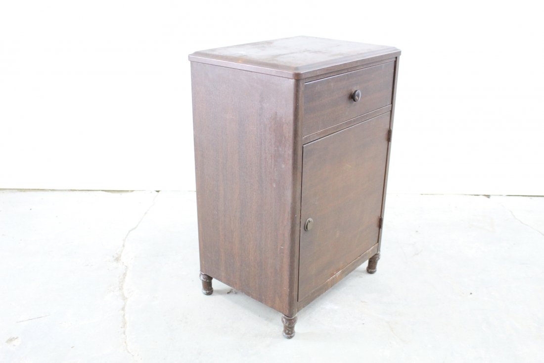 Faux Wood Industrial Metal Side Table Stand (1 of 5)