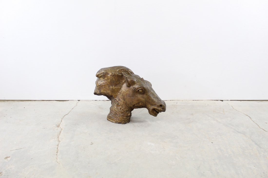 Bronze Horse Head Sculpture 9/10 by Victor Salmones: This is a prominent sculpture of a Horse Head all bronze. A very heavy piece that has a bracket on the underside to mount to a pedestal. It is signed V.Salmones 9/10. Great piece for the equestrian lo
