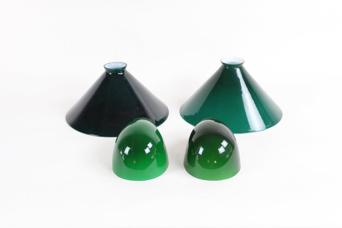 Lot of 4 Green Cased Glass Lamp Light Shades (1 of 3)
