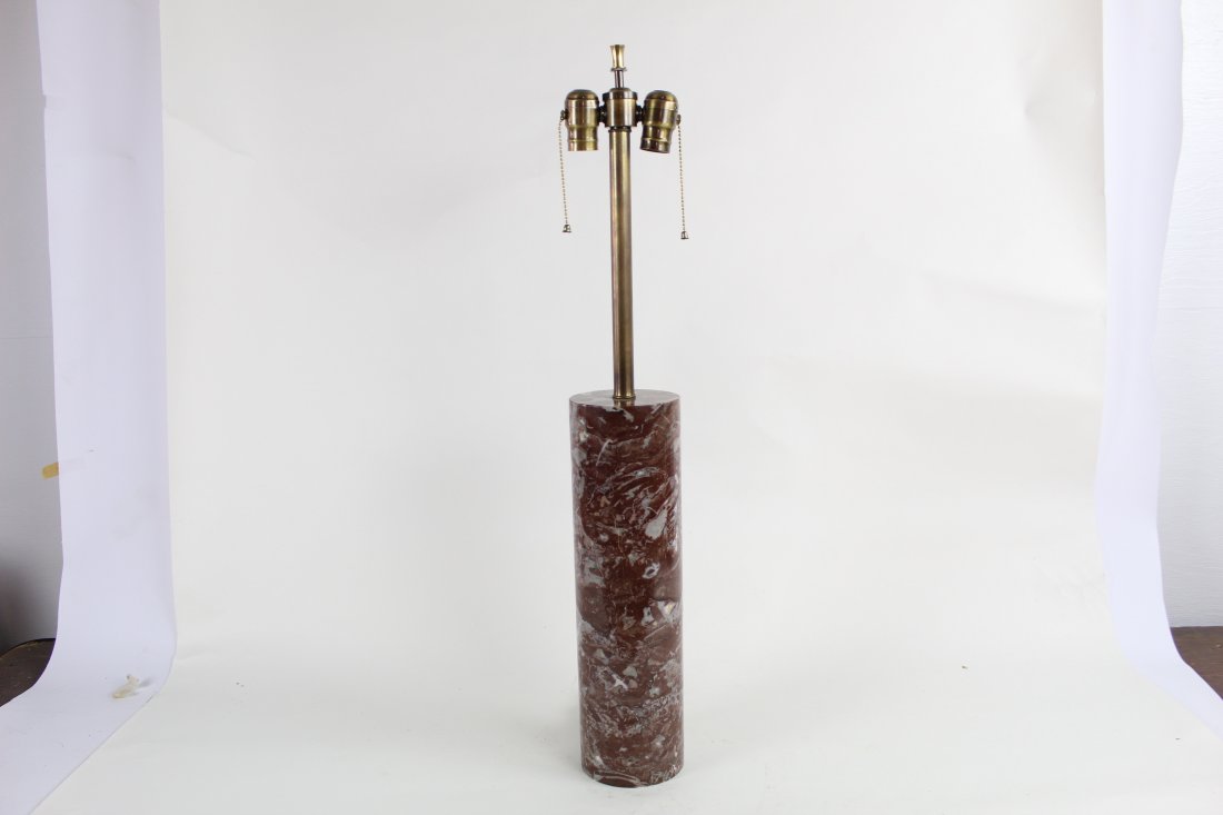 Mottled Red Marble Table Lamp attributed to Nessen (1 of 5)