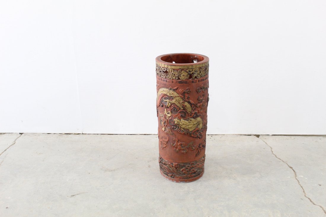Pottery Japanese Dragon Decorated Umbrella Stand (1 of 7)