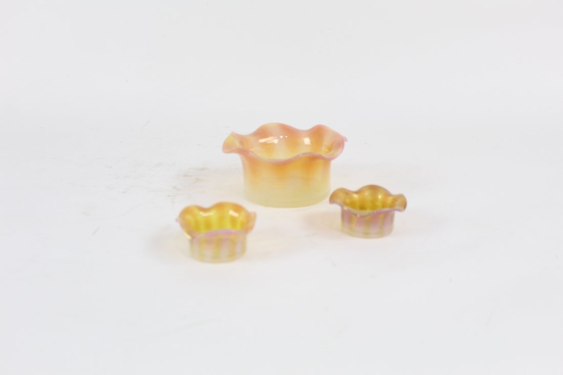 Art Glass Lot of Three Fluted Edge Dishes (1 of 5)