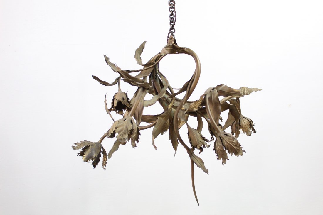 French Gilt Metal Floral Chandelier (1 of 9)