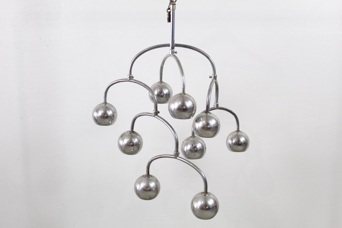 Mid Century Modern Cantilevered Chrome Ball Chandelier (1 of 6)