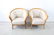 Pair MidCentury Modern Style Wood and Suede Club Chairs