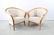 Pair MidCentury Modern Style Wood and Suede Club Chairs - 2
