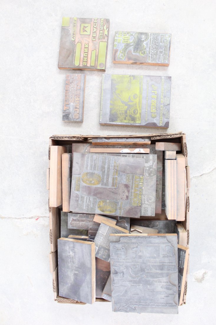 Lot letterpress Print Blocks: Farm Tractor & Road Work (1 of 5)