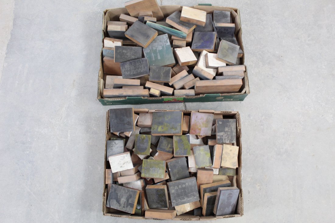 Lot of Letterpress Print Blocks: Portraits, People Etc: Public Sale picked Johnny's Print Shop which was on Warren St in Hudson, NY for years. This old print shop finally went out of business and we went through the place. We found thousands of letterpress