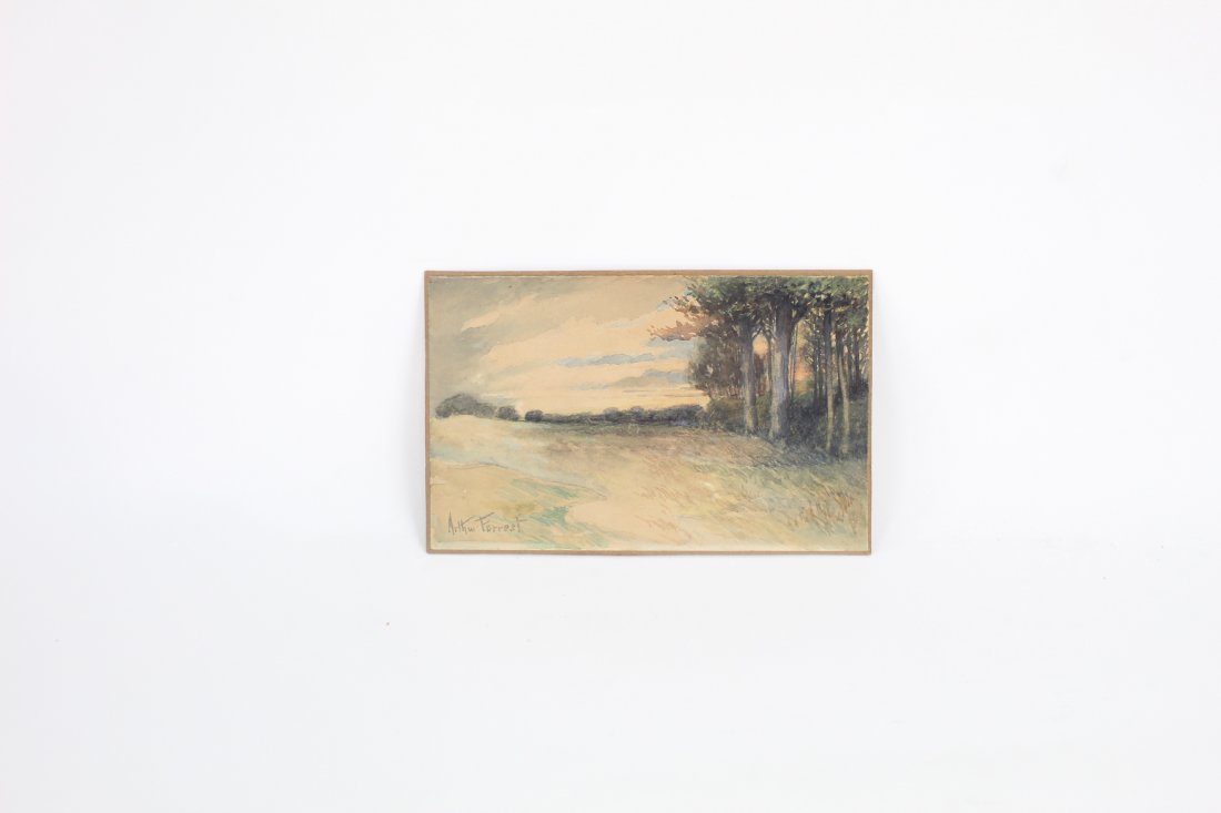 Watercolor Landscape on Board, Signed Arthur Forrest (1 of 7)