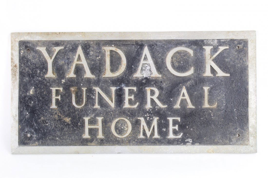 Painted Metal Funeral Home Trade Sign, Germantown, NY (1 of 2)
