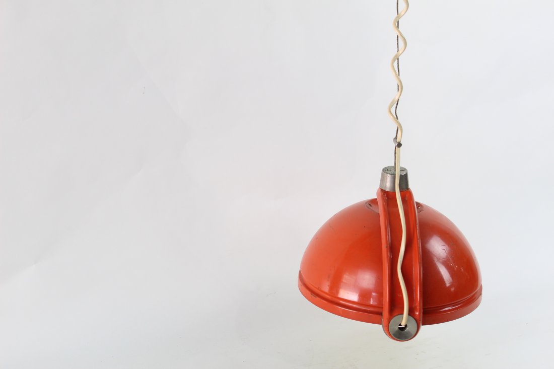 Mid Century/Pop Art Orange Hanging Metal Light Fixture (1 of 6)