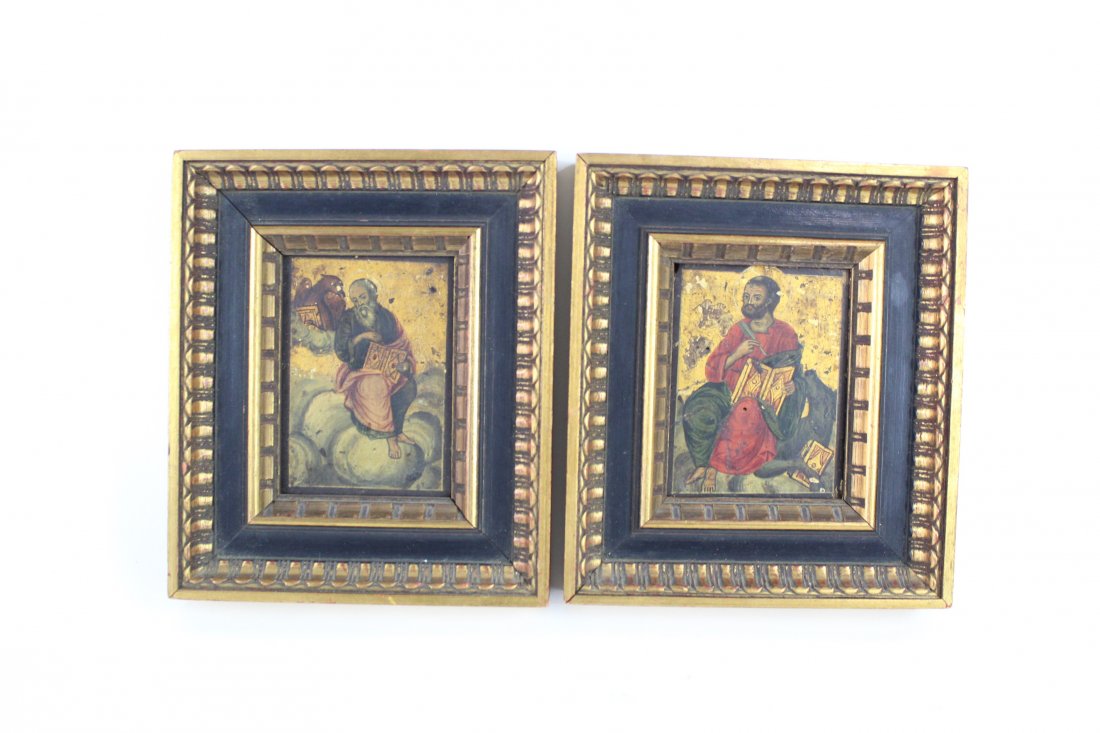 Set of Two Religious Icon Paintings, in Wood Frames (1 of 9)