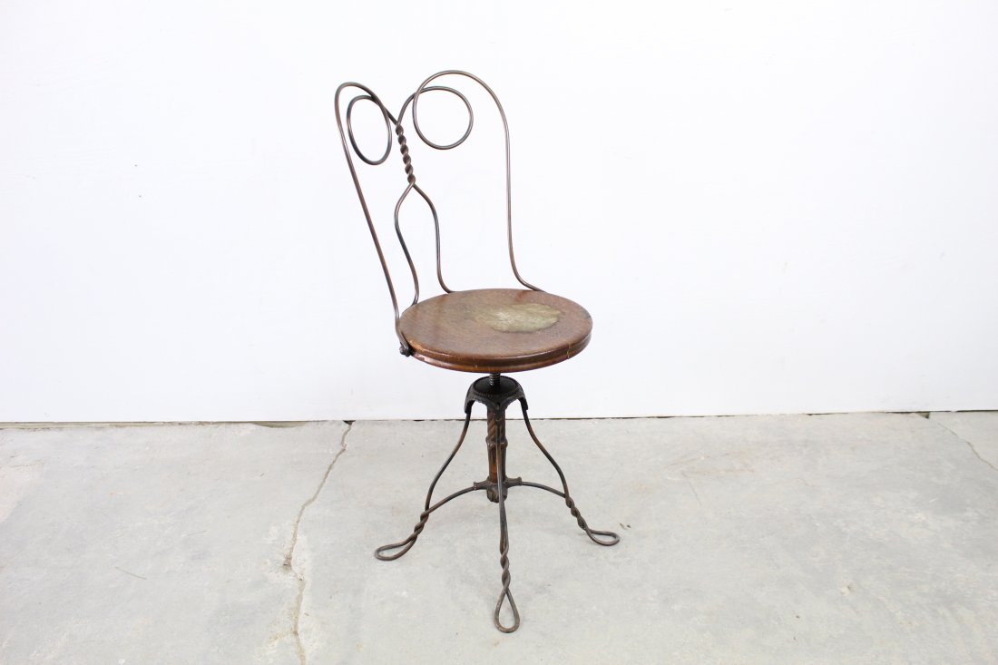 Twisted Wire Japaned Chair with Wood Seat (1 of 8)