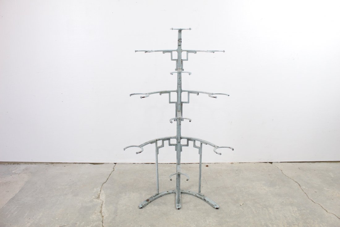 Unusual Blue Paint Cast Iron Stand, Store Display (1 of 11)