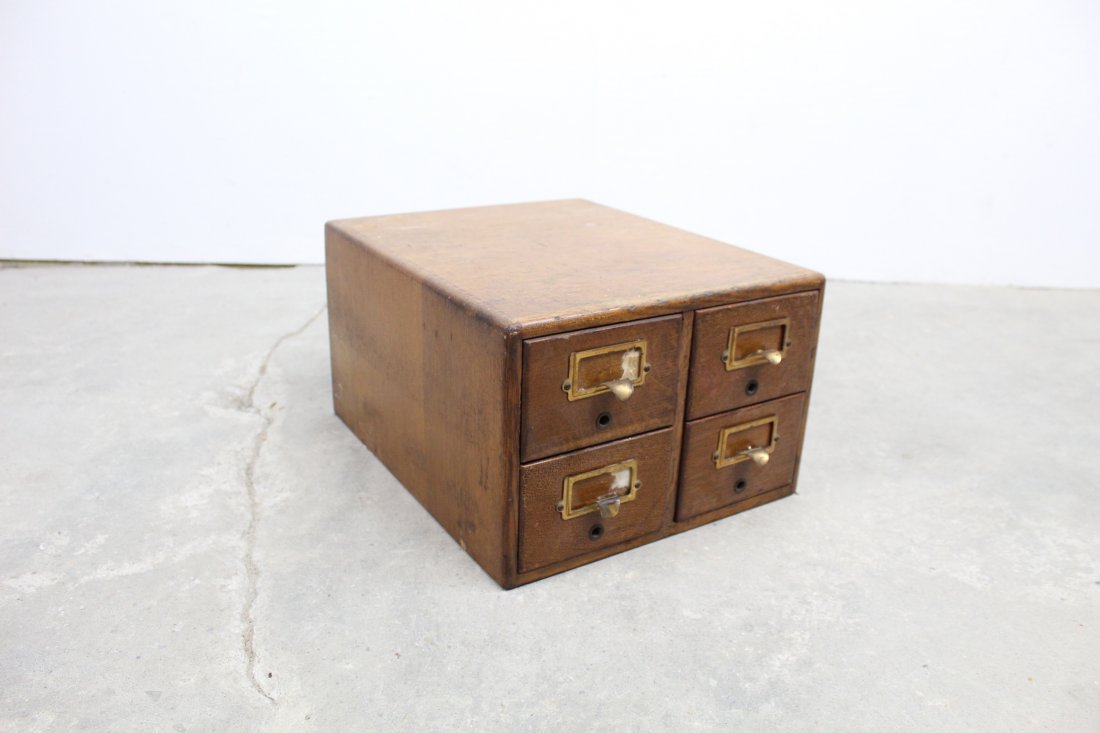 4 Drawer Oak Index Box (1 of 10)