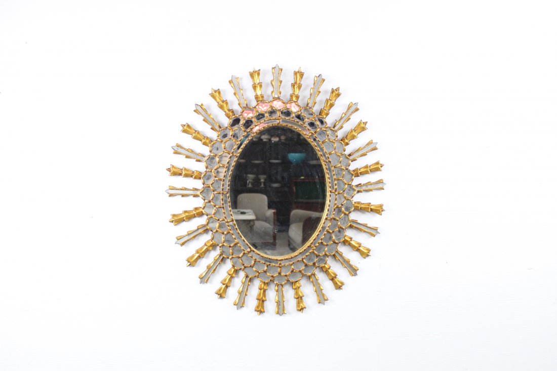 Amazing Gold Gilt Wood Starburst Mirror (1 of 14)