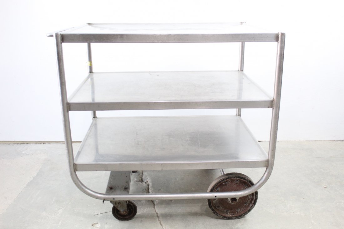 Stainless Steel 3-Shelf Rolling Bar Cart, Industrial (1 of 10)