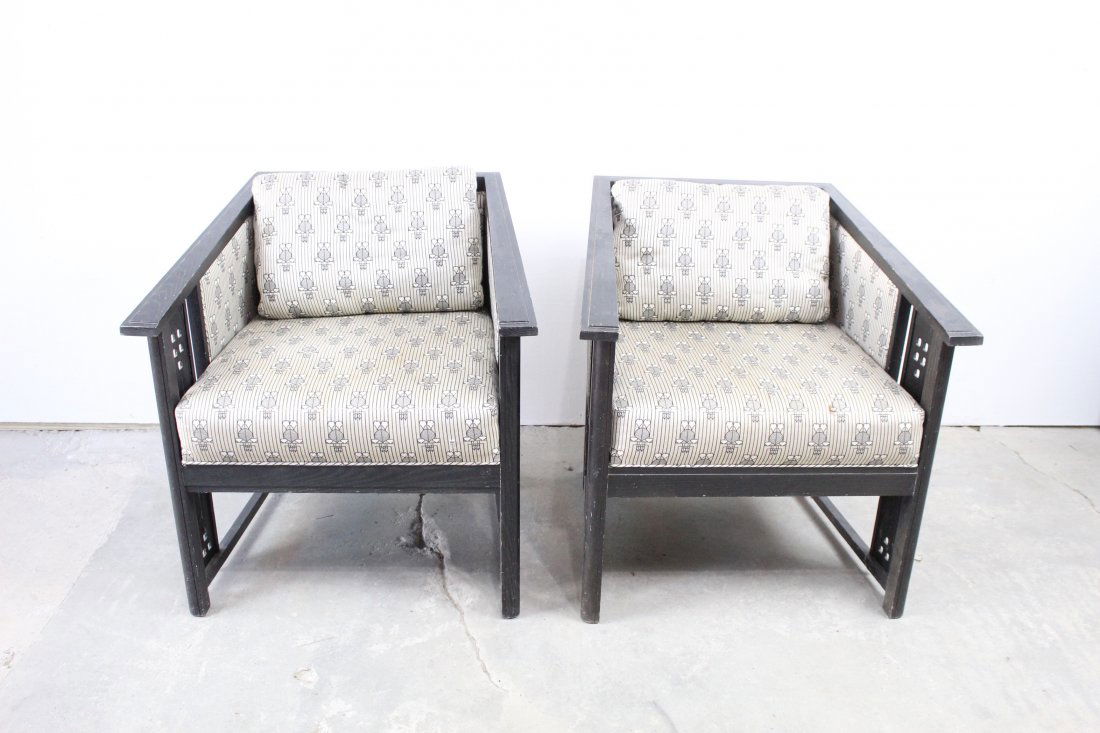 Pair of Black Chairs Style of Charles Rennie Macinosh (1 of 16)