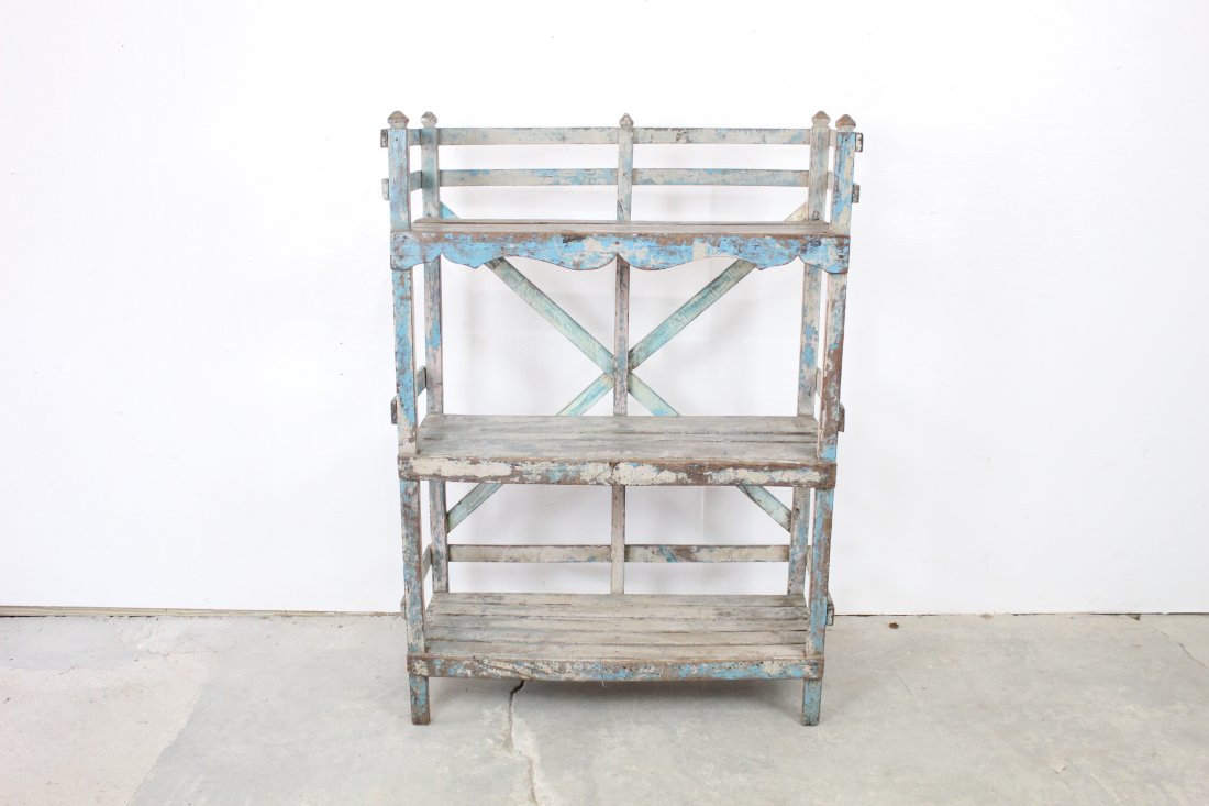 Original Blue Painted Store Display Shelf (1 of 11)