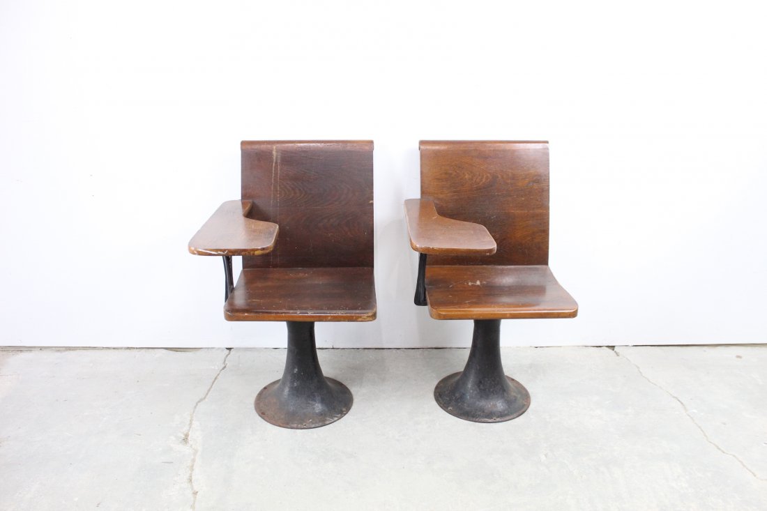 Pair of Wood and Iron School Desks (1 of 15)