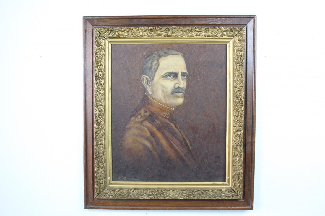 Framed Painting of WWI General Pershing "Blackjack" AEF (1 of 6)