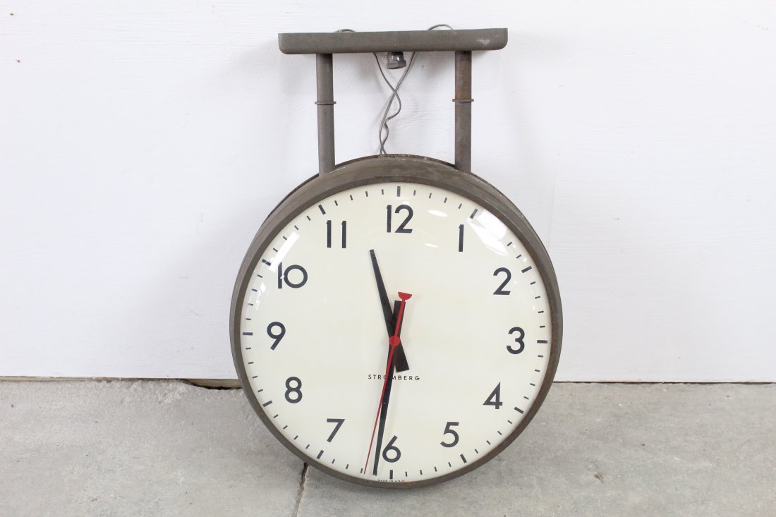 Stromberg Hanging Industrial Double Sided Ceiling Clock (1 of 8)