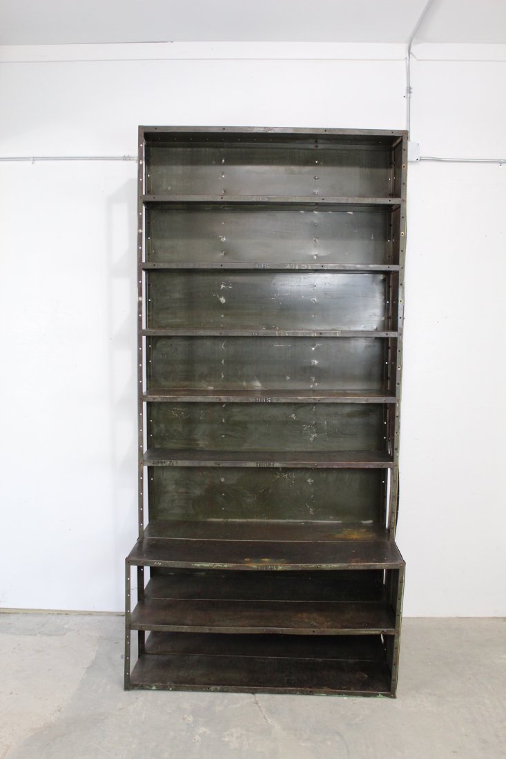 2nd Metal Industrial Shelf, 1940's Green Painted Iron (1 of 5)