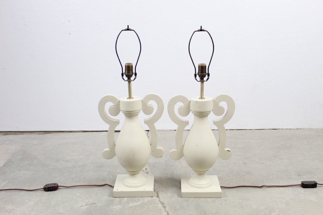 Pair of White Painted Architectural Table Lamps (1 of 7)