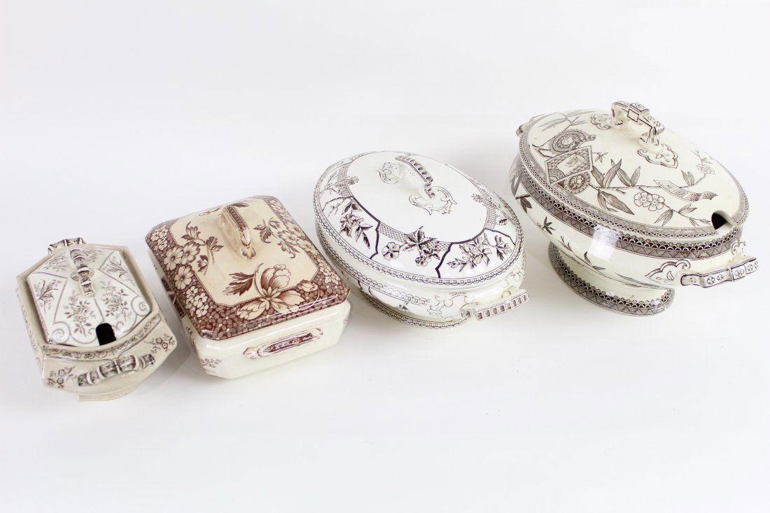 Lot of 4 Transferware Lidded Tureens (1 of 9)