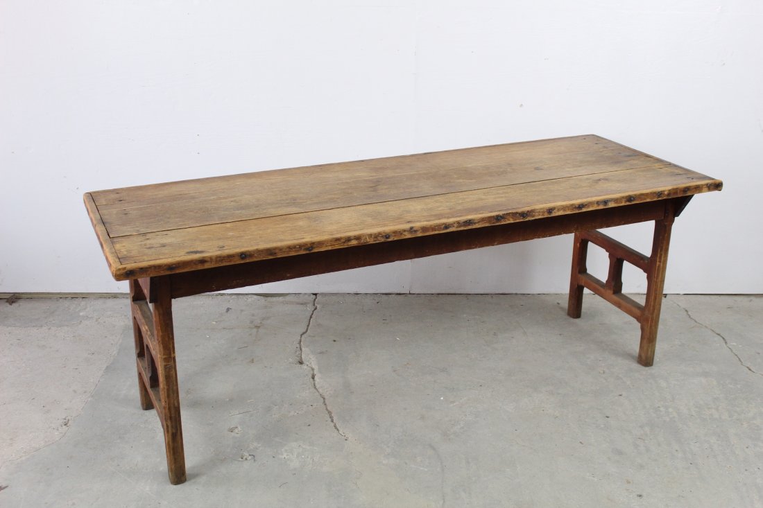 Original Wood Farm Work Table with Wallpaperer Marks (1 of 7)