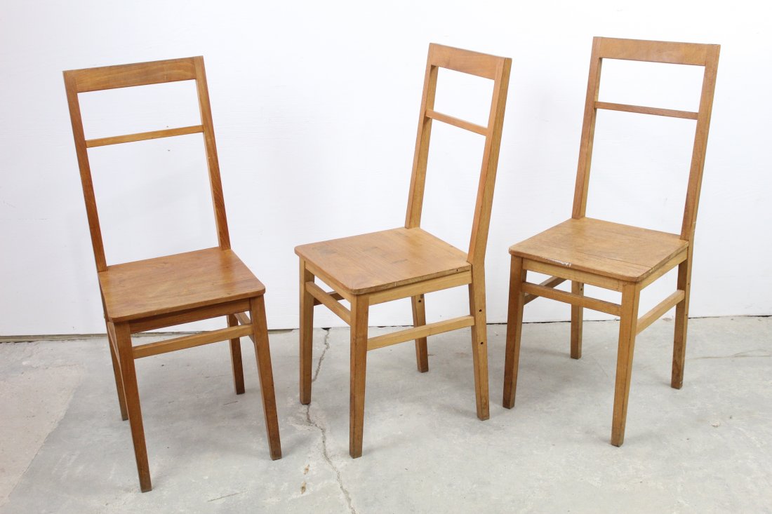 Set of 3 Contemporary Oak Modern Ladder Back Chairs (1 of 4)