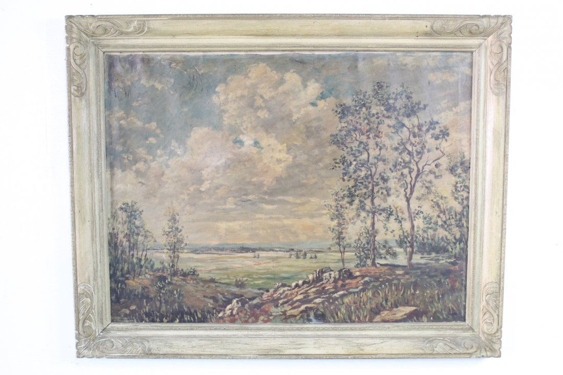 Large Oil on Canvas Landscape Painting Signed Schartt (1 of 6)