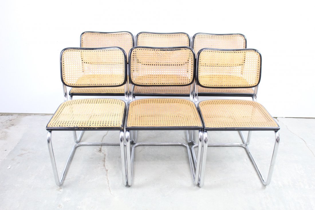Set of 6 Caned & Chrome Dining Chairs by Marcel Breuer (1 of 6)