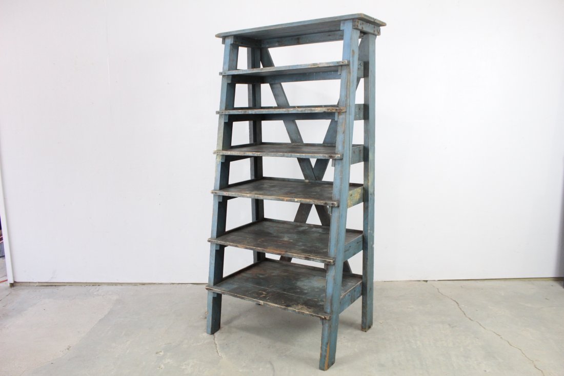 Orig. Blue Painted Primitive Store Display Bread Shelf (1 of 7)