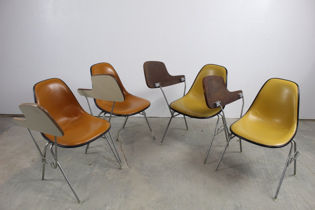 4 Eames School Desk Chairs with Vinyl Seats (1 of 7)