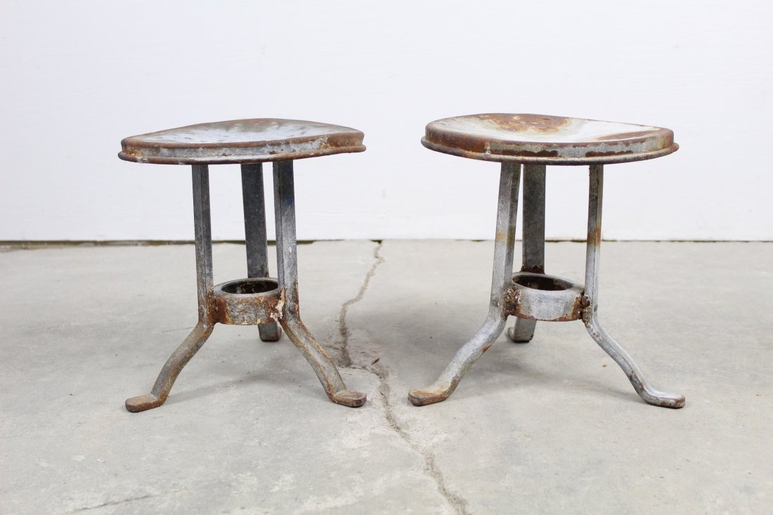 Pair of Galvanized Metal Industrial Milking Stools (1 of 5)