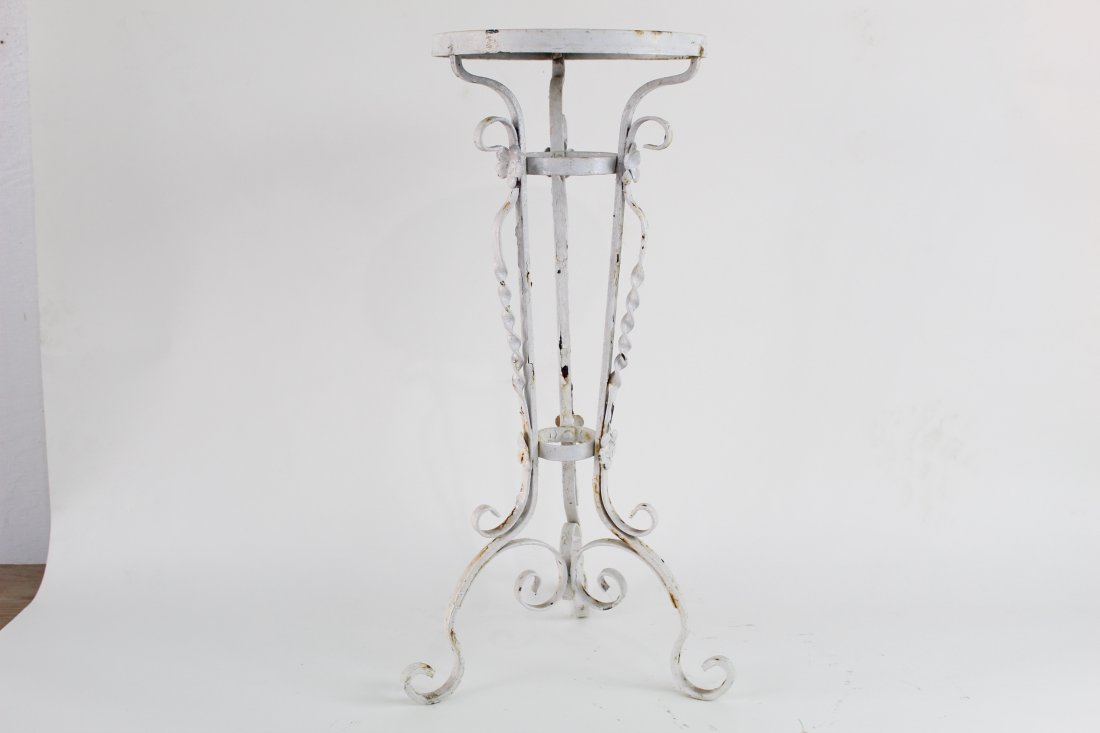 Small Wrought Iron White Painted Plant Stand (1 of 5)