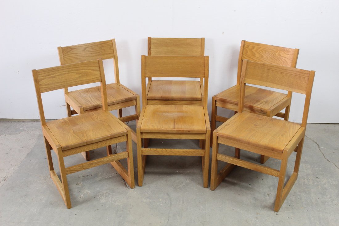 Set of 6 Oak School Library Chairs,Cubist Modern Design (1 of 4)