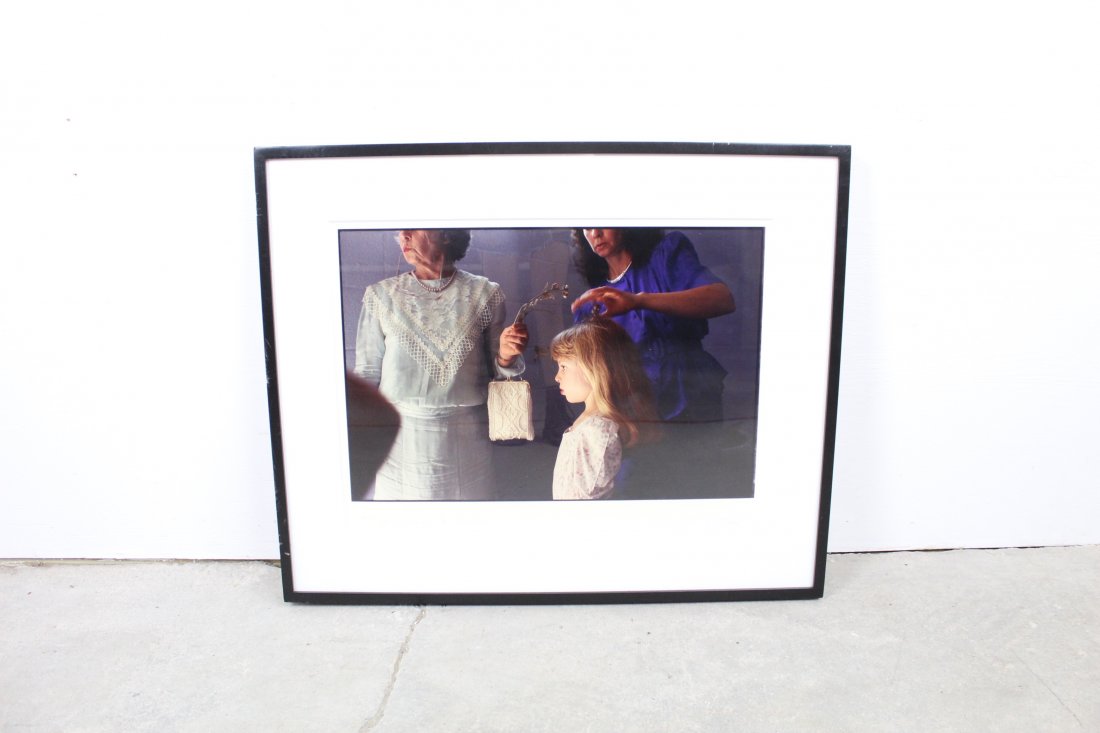 Melissa Ann Pinney Photograph, The Flower Girl (US 53): Contemporary Framed photo by artist Melissa Ann Pinney, showing the passed on and inherited gender roles through three generations of women. Lovely photo is very eye catching and thought provoking, ti