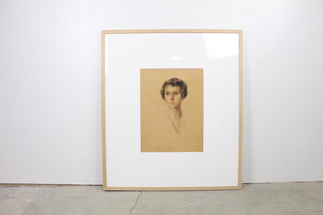 Signed, Dated 1935 Watercolor Portrait of Jane Tremaine (1 of 6)