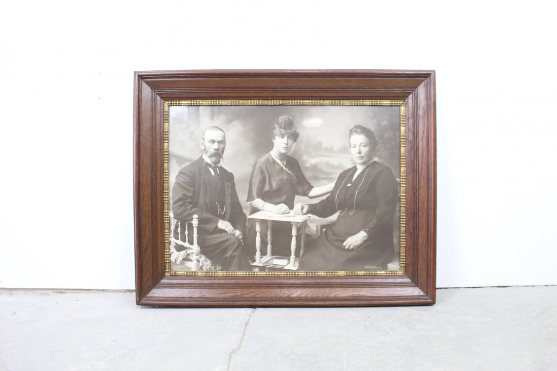 1900 Large Format Sepia Photo in Large Oak Frame (1 of 4)