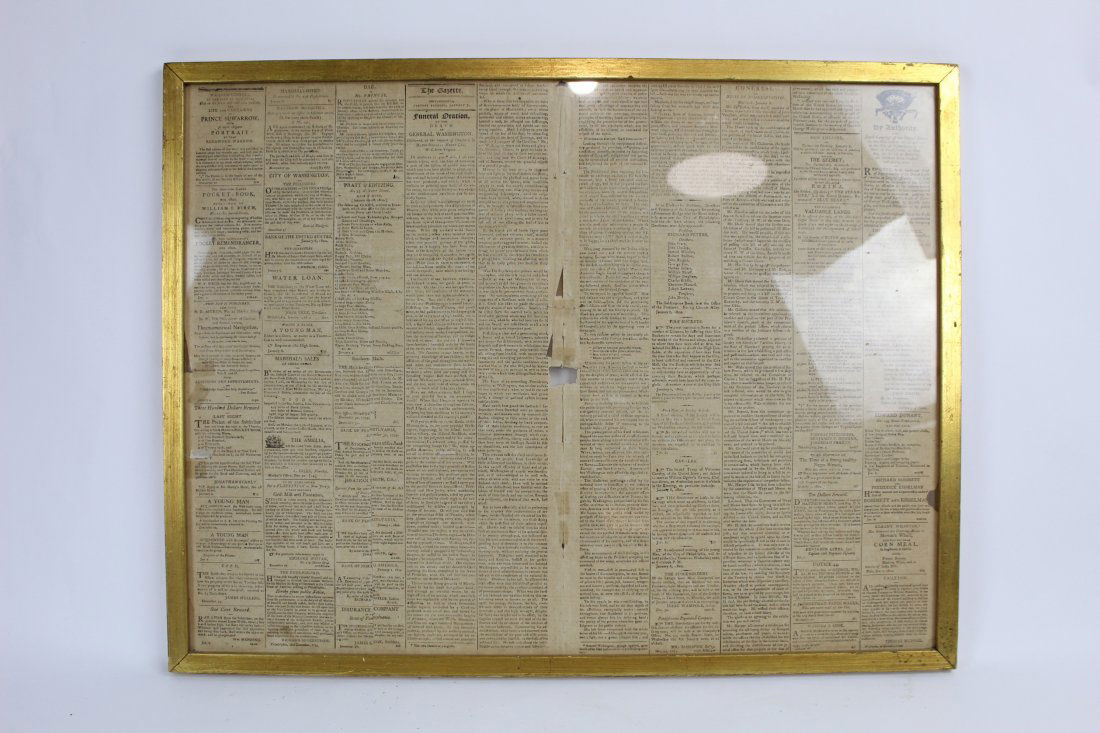 Framed George Washington Funeral Newspaper (1 of 3)