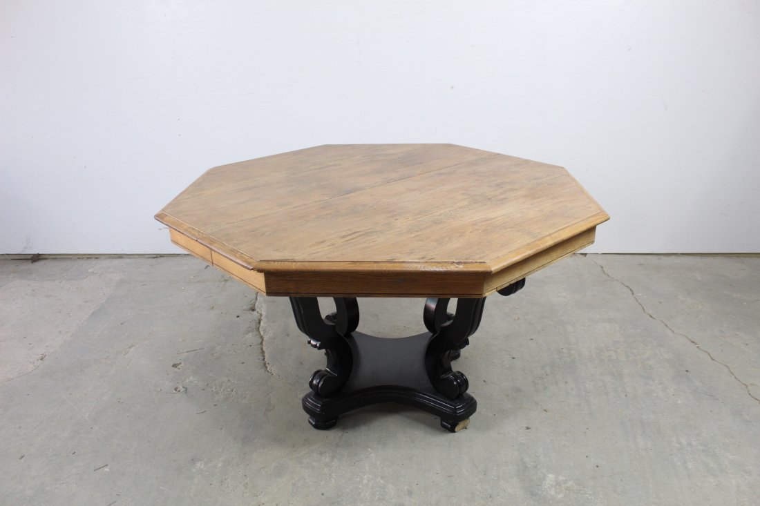 Oak Octagon Table with Repainted Base (1 of 3)