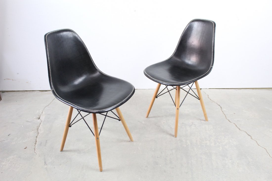 Pair of Sol & Luna Black Leather Eames Style Chairs (1 of 3)
