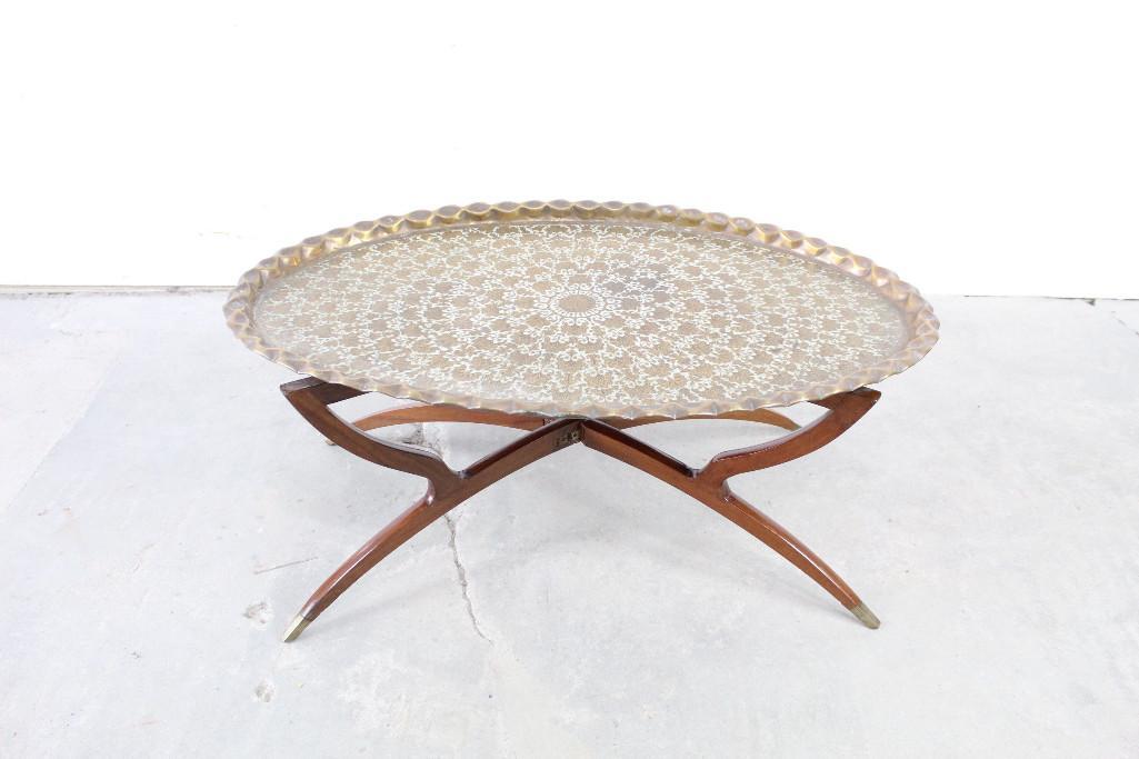 Moroccan Brass Mid Century Modern Folding Tray Table (1 of 6)