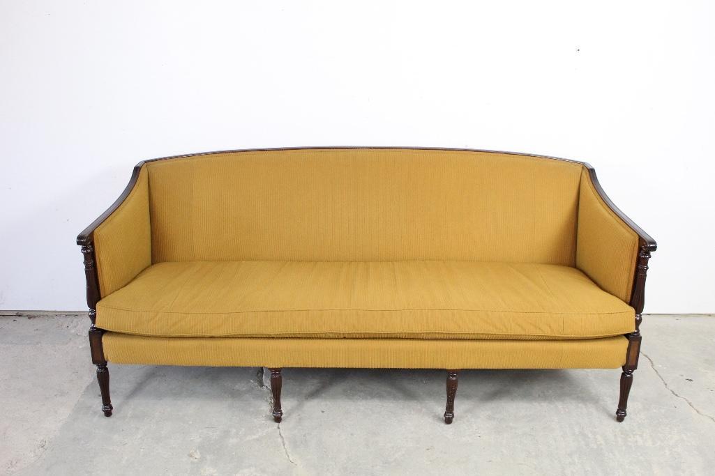 Hepplewhite Style Velvet Striped Upholstered Couch (1 of 5)