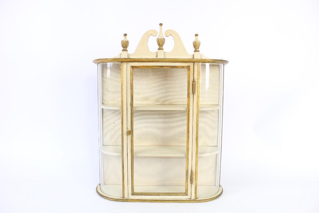 Florentine Gold & Cream Curved Glass Wall Curio Cabinet (1 of 8)