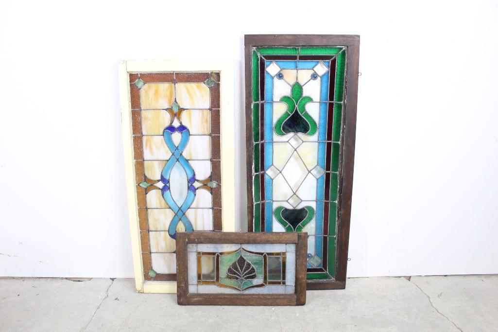 Lot of 3 Victorian Stained Glass Windows, Architectural (1 of 9)