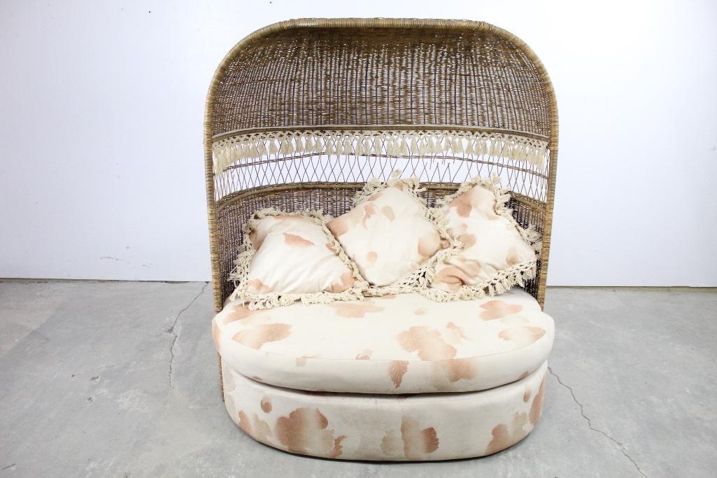 Wicker & Rattan Upholstered Dome Hooded Loveset Chair (1 of 8)